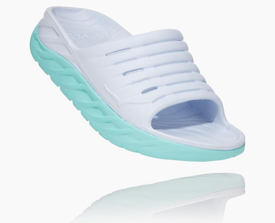 Hoka One One Womens Slide - ORA Recovery - White/Blue - SMQX95360